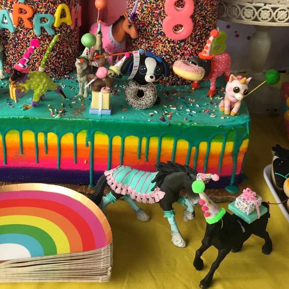 Horse Birthday Cake Pink Aqua Western Cowgirl Clydesdale Mare Cake Topper Toy